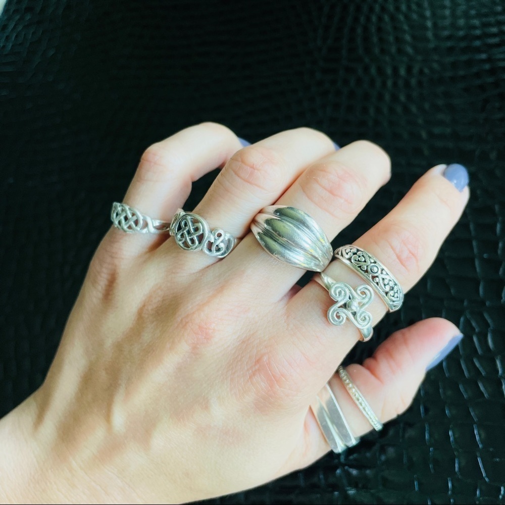 FILIGREE OPEN WORK STERLING SILVER STACKABLE BAND RING - Picture 8 of 10